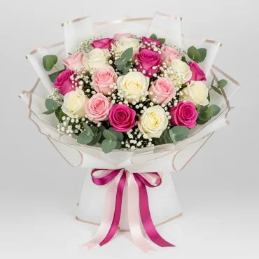 Blushing Romance Mixed Roses Bouquet