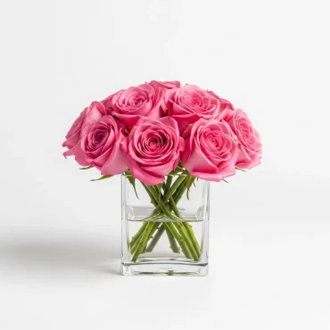 Classic Pink â€“ 10 Roses Vase Arrangement