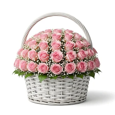 Pink Grace â€“ 40 Roses Basket Arrangement