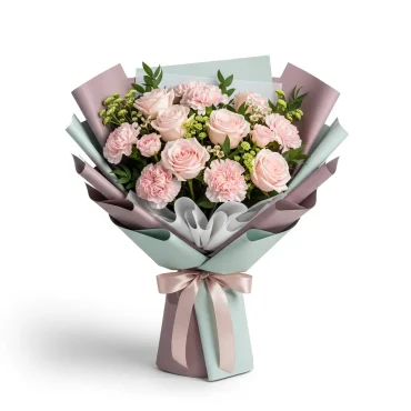 Soft Blush â€“ Roses & Carnations Bouquet